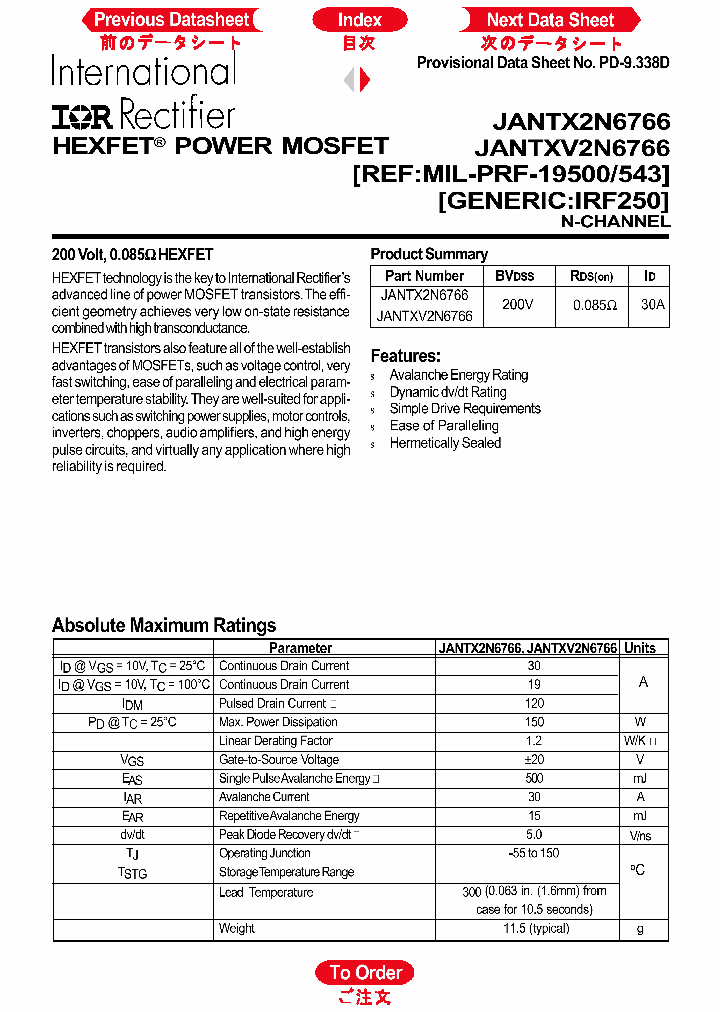 JANTXV2N6766_731606.PDF Datasheet