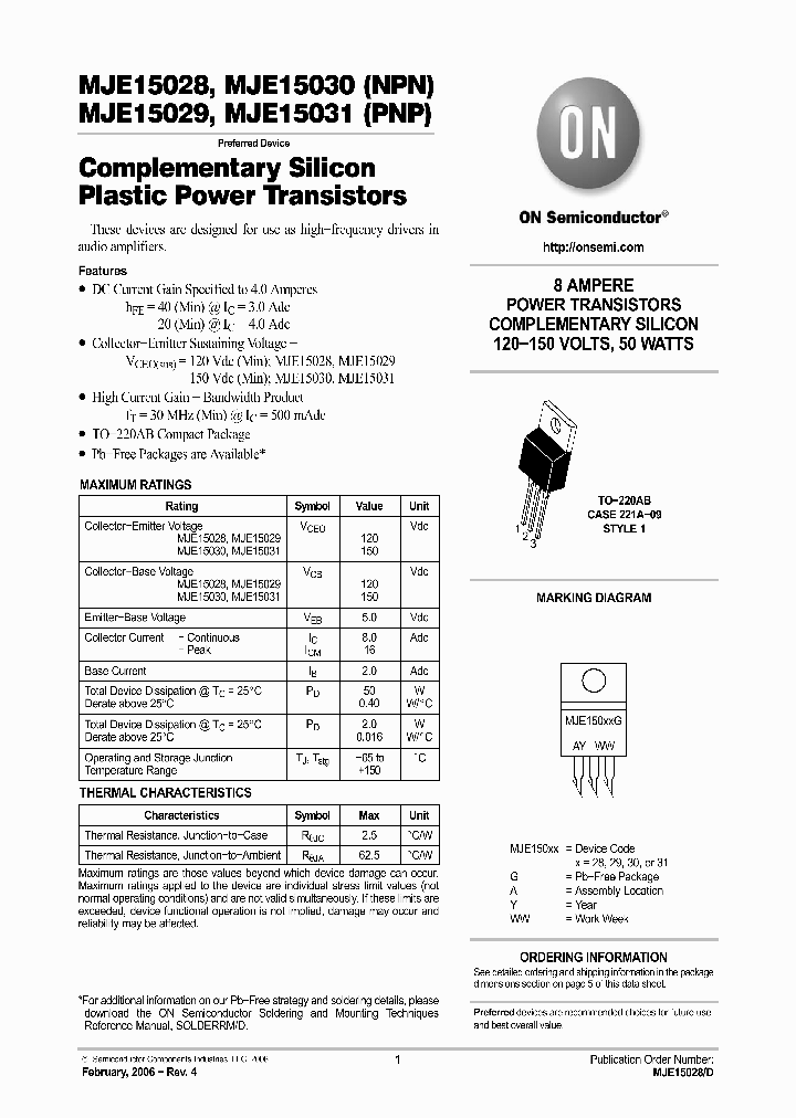 MJE15028G_568679.PDF Datasheet