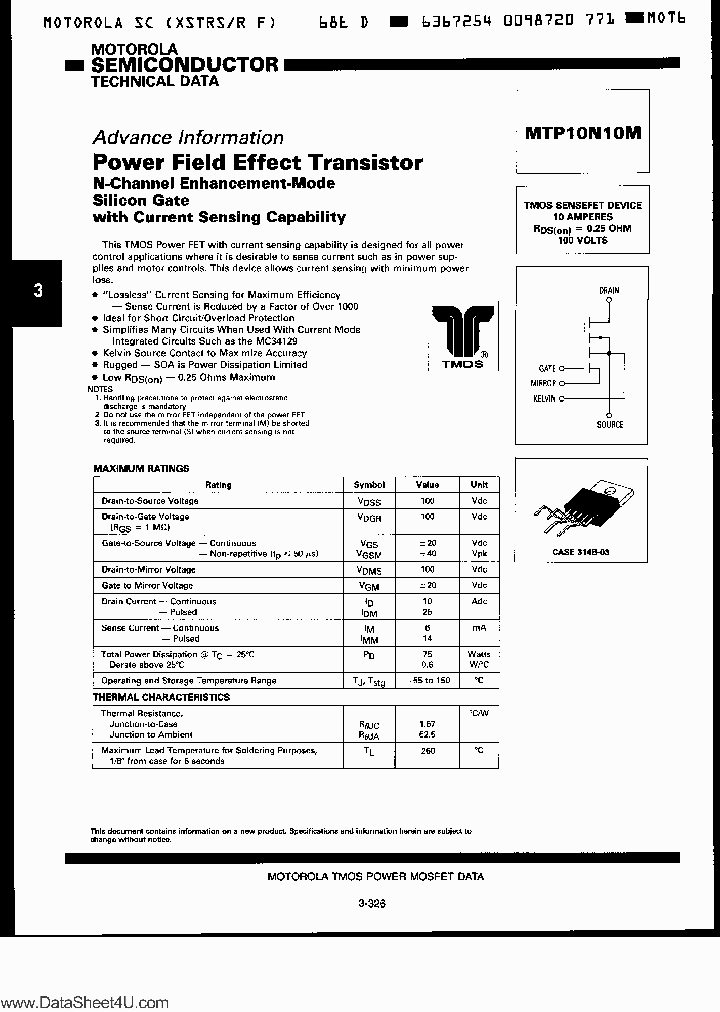 MTP10N10M_606845.PDF Datasheet