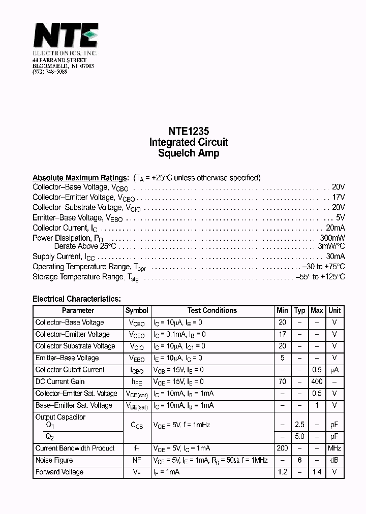 NTE1235_629833.PDF Datasheet