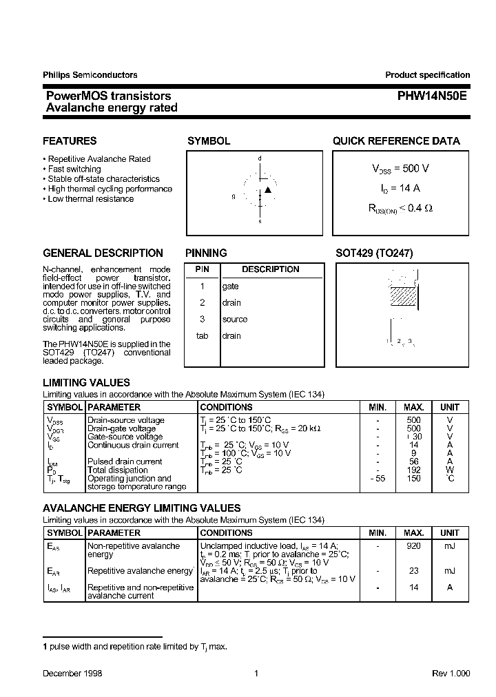 PHW14N50E_589378.PDF Datasheet