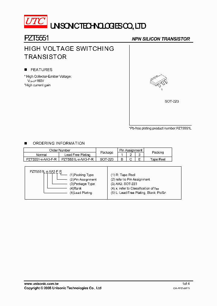 PZT5551-C-AA3-C-R_571314.PDF Datasheet