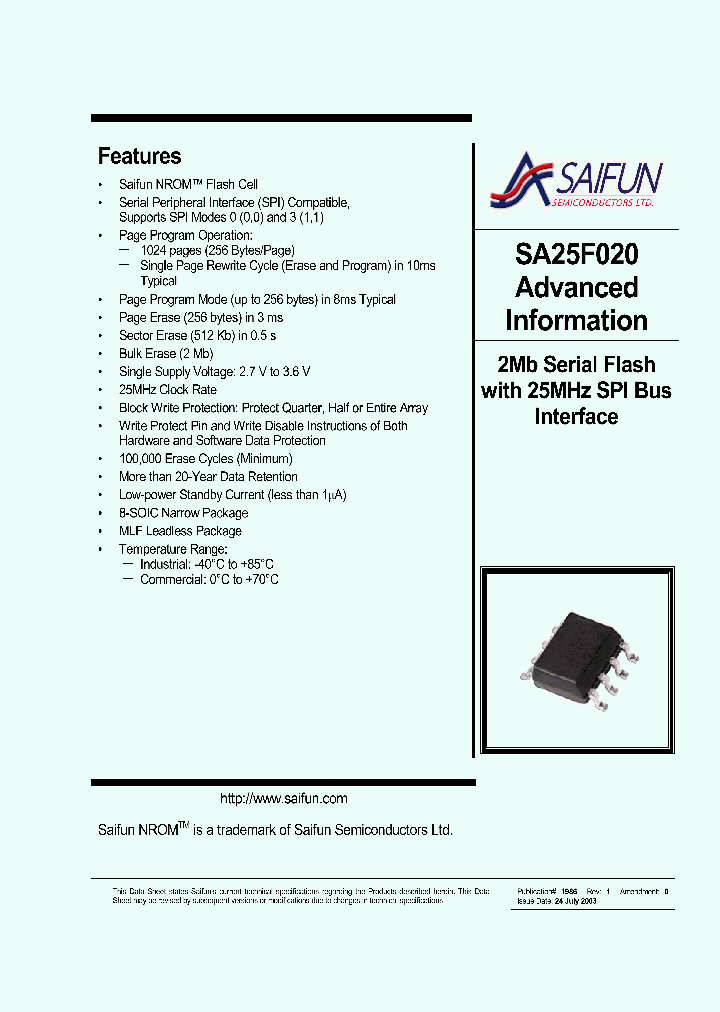 SA25F020LEM8FX_559669.PDF Datasheet