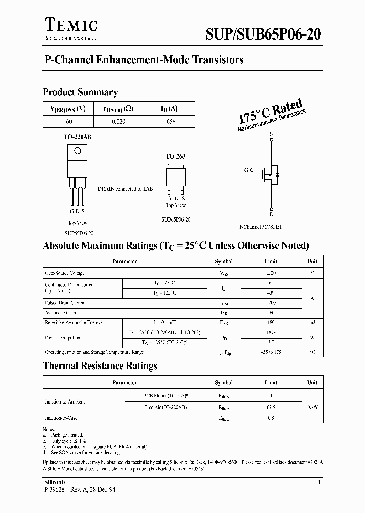 SUB65P06_718428.PDF Datasheet