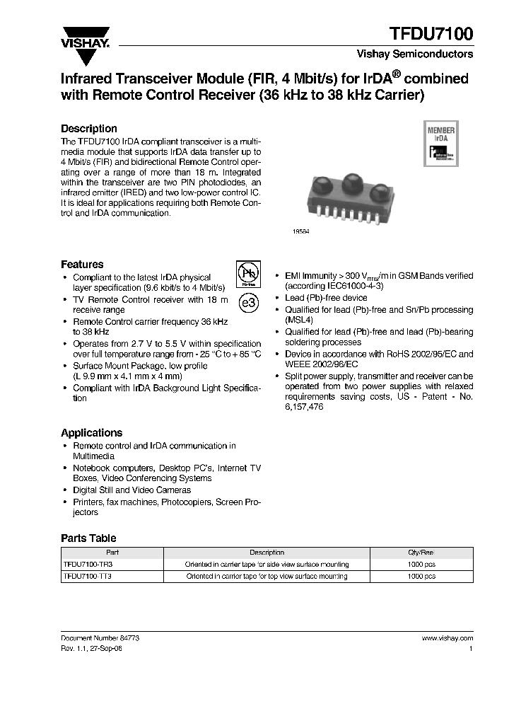 TFDU7100-TT3_673101.PDF Datasheet