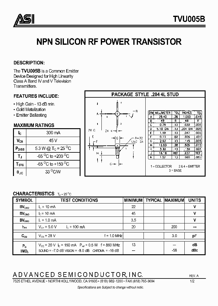 TVU005B_650290.PDF Datasheet