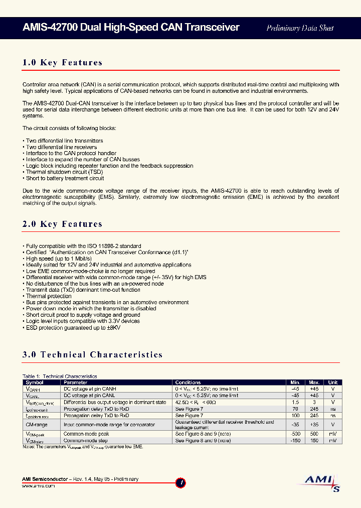 AMIS-42700_1017867.PDF Datasheet