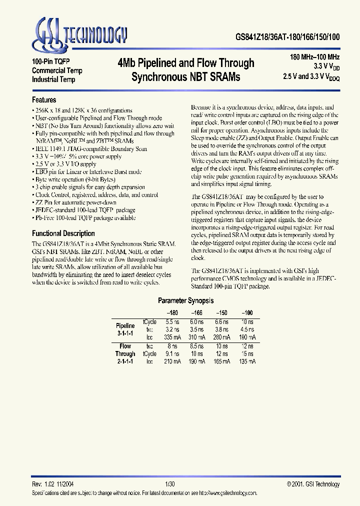 GS841Z18AGT-166_624029.PDF Datasheet