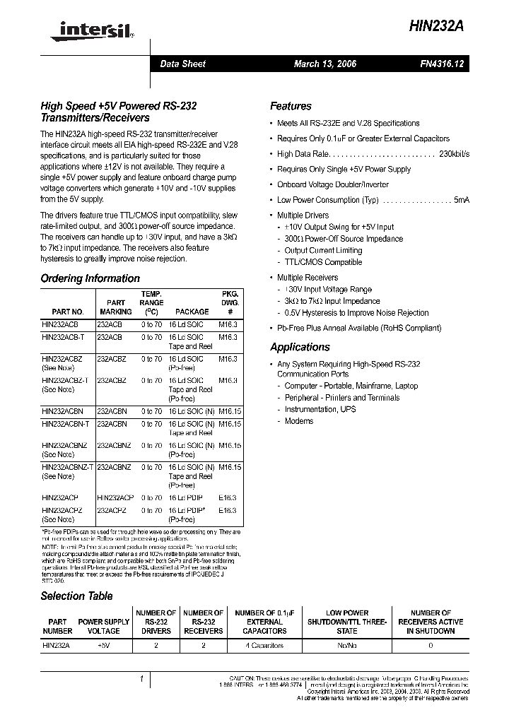 HIN232ACBNZ-T_818643.PDF Datasheet