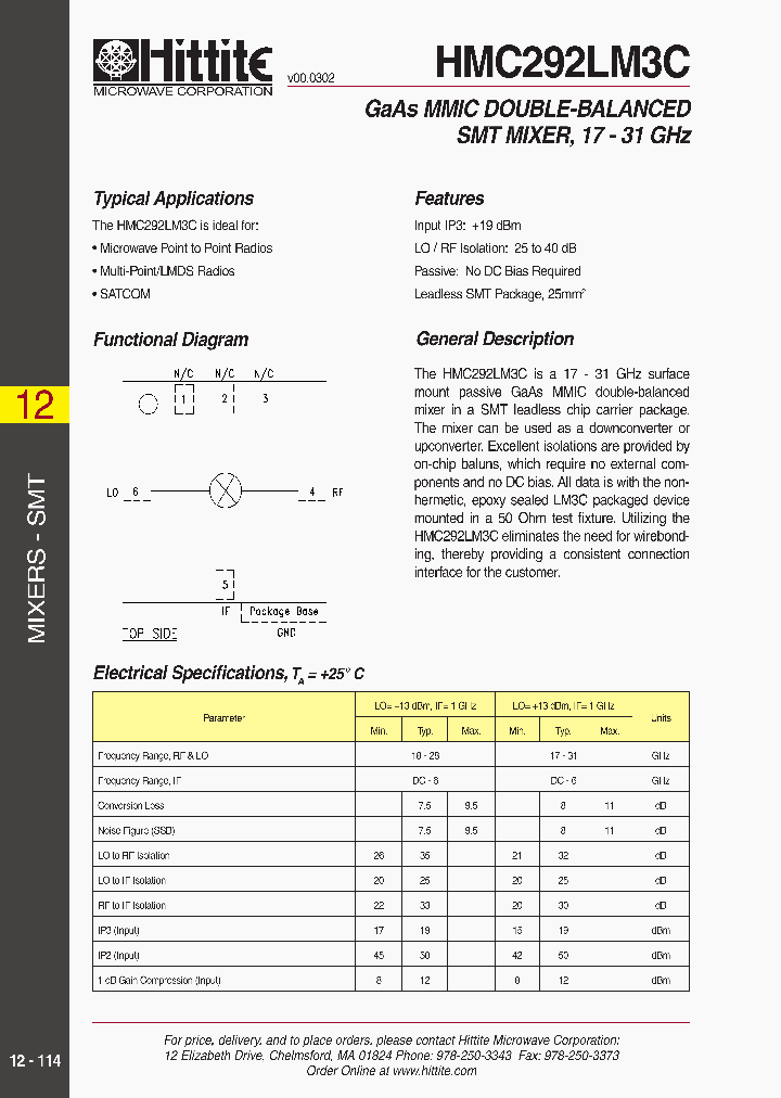 HMC292LM3C_905481.PDF Datasheet