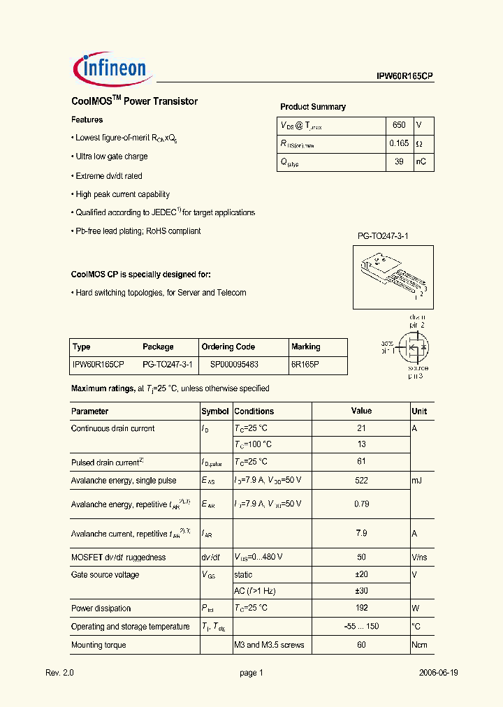 IPW60R165CP_658086.PDF Datasheet