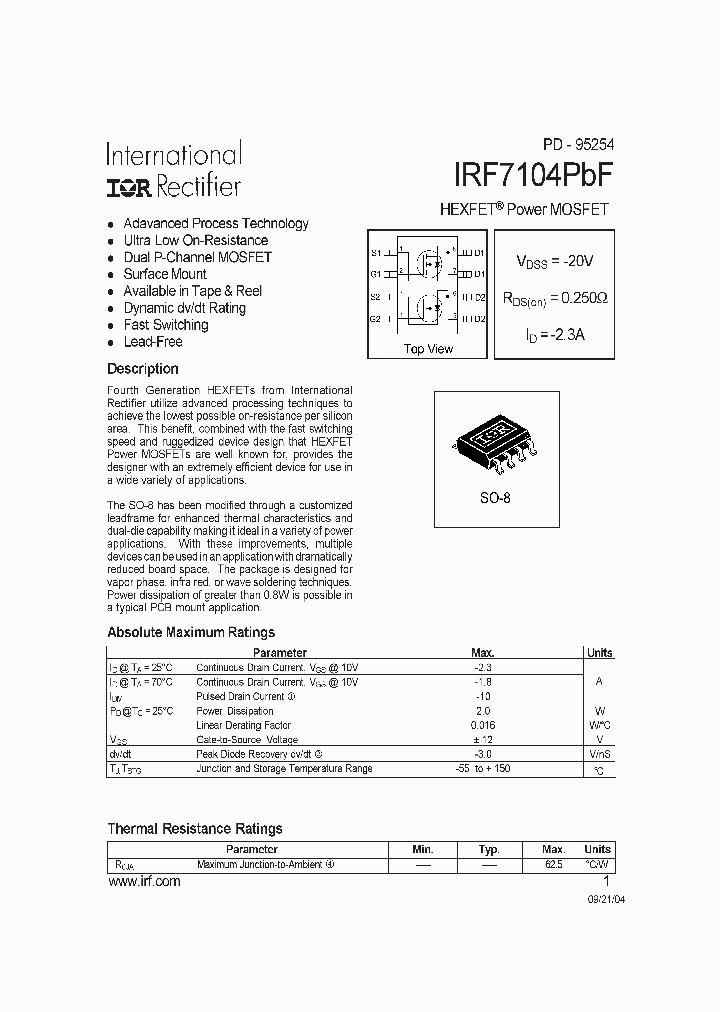 IRF7104PBF_709770.PDF Datasheet