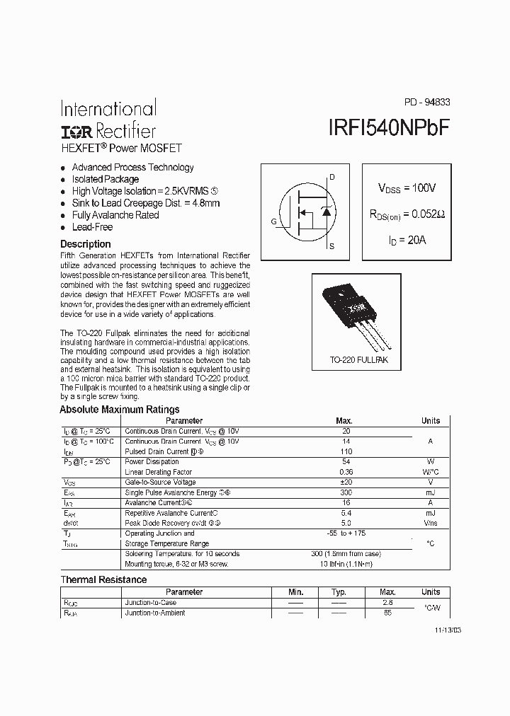 IRFI540NPBF_699459.PDF Datasheet