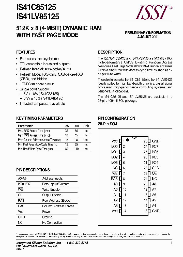 IS41LV85125_661516.PDF Datasheet