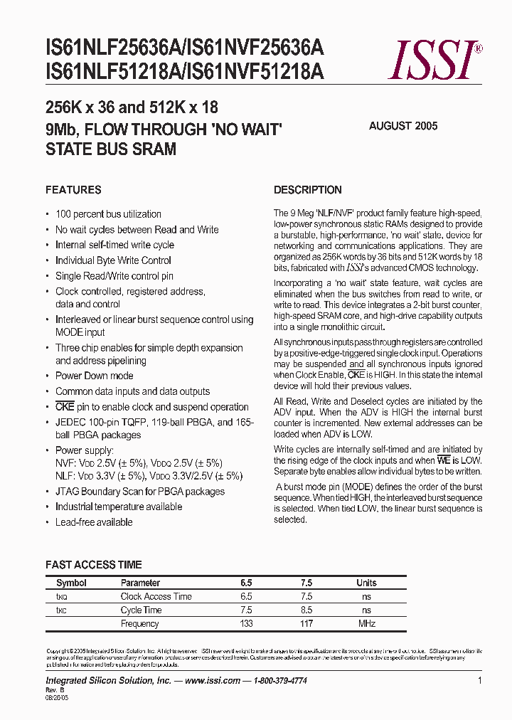 IS61NVF25636A_660732.PDF Datasheet