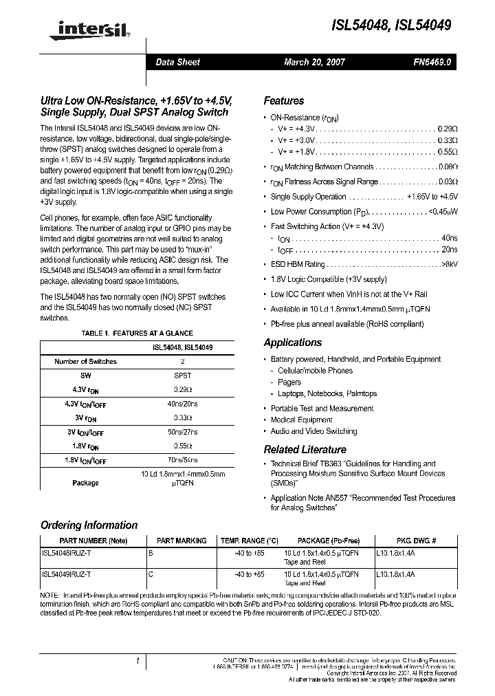 ISL54049IRUZ-T_711318.PDF Datasheet