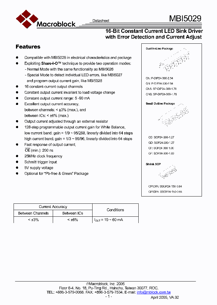 MBI5029_604021.PDF Datasheet