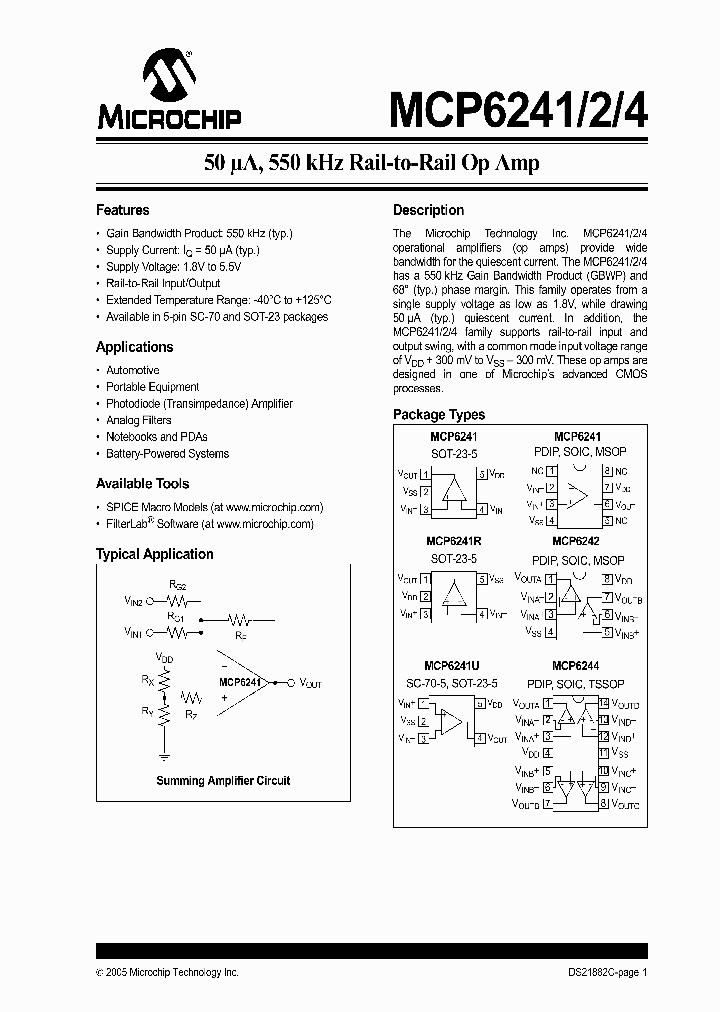 MCP6241R_714209.PDF Datasheet