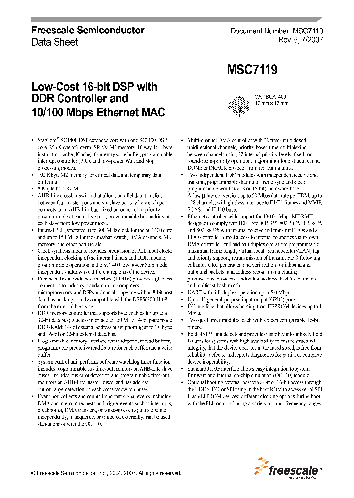 MSC7119_1016853.PDF Datasheet