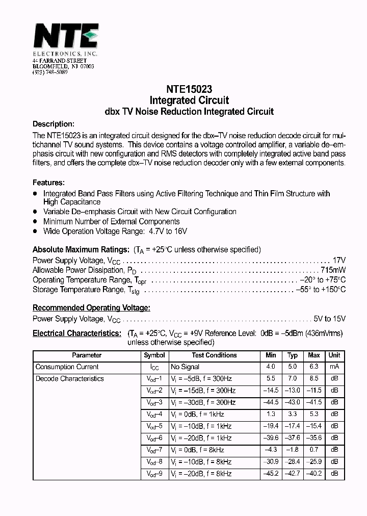 NTE15023_802907.PDF Datasheet