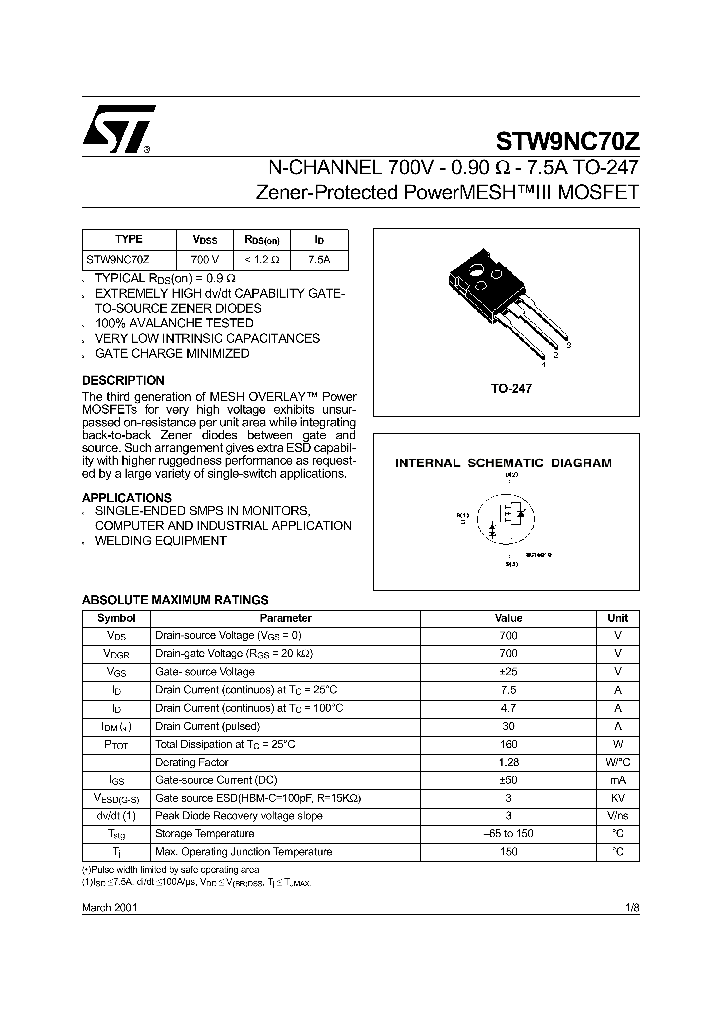 STW9NC70Z_931288.PDF Datasheet