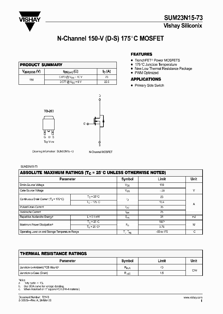 SUM23N15-73_912242.PDF Datasheet