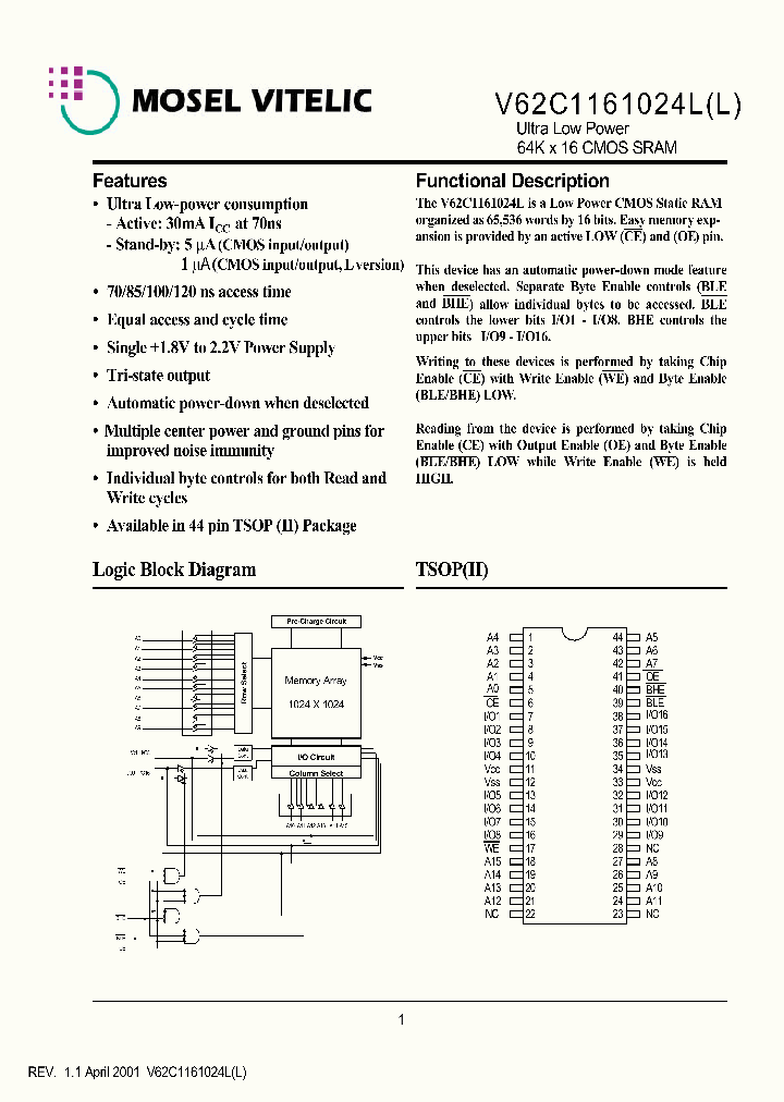 V62C1161024LL-85T_908571.PDF Datasheet