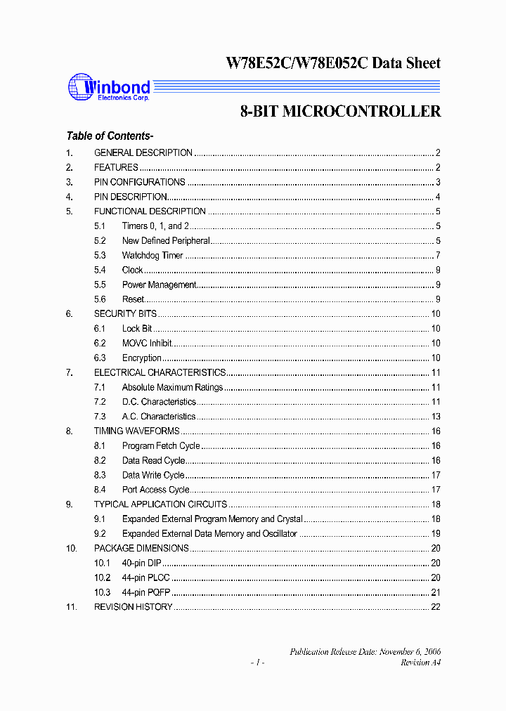 W78E052C40DL_1015038.PDF Datasheet