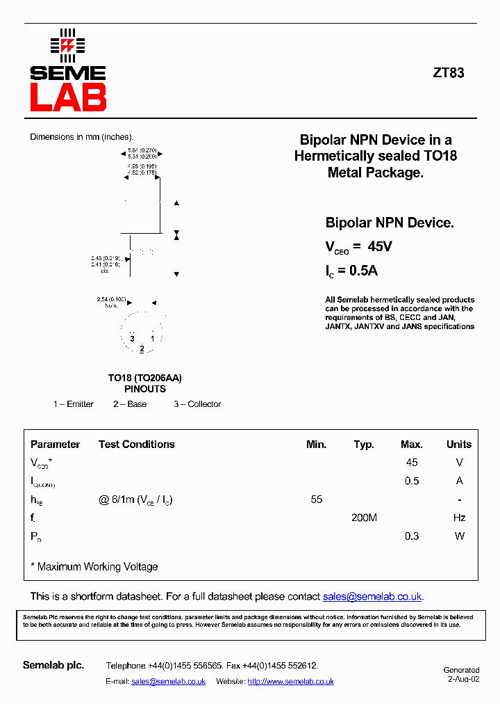ZT83_946508.PDF Datasheet