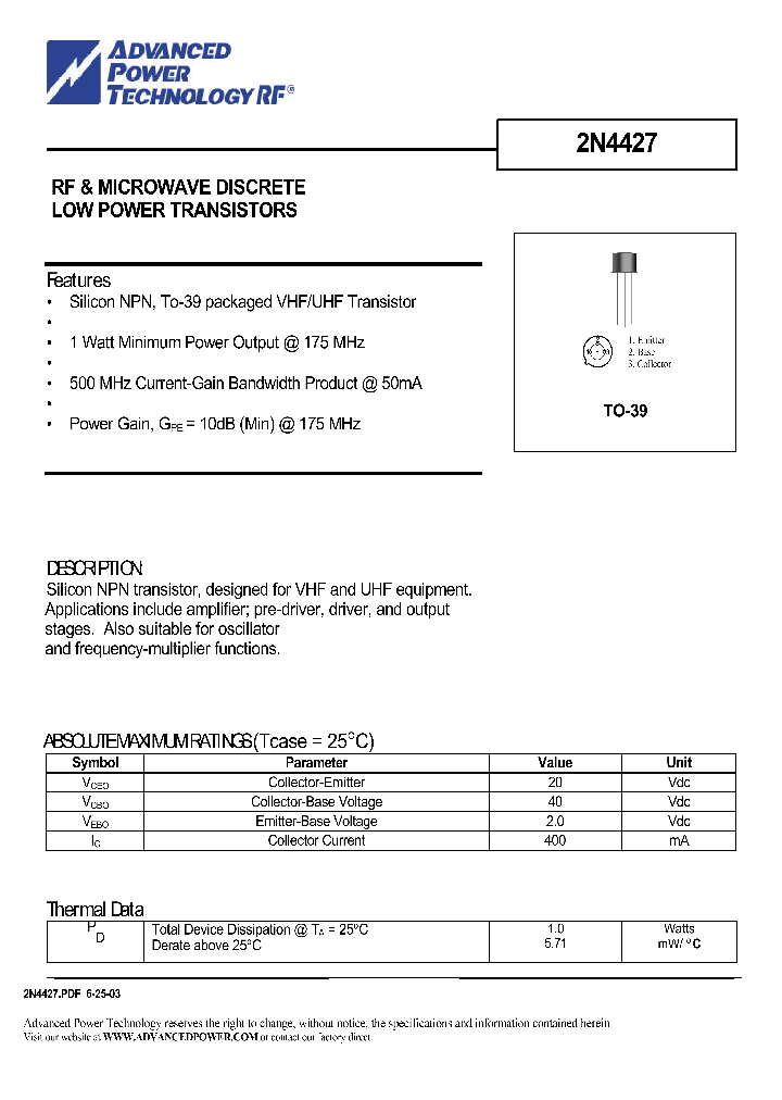 2N4427_1193937.PDF Datasheet