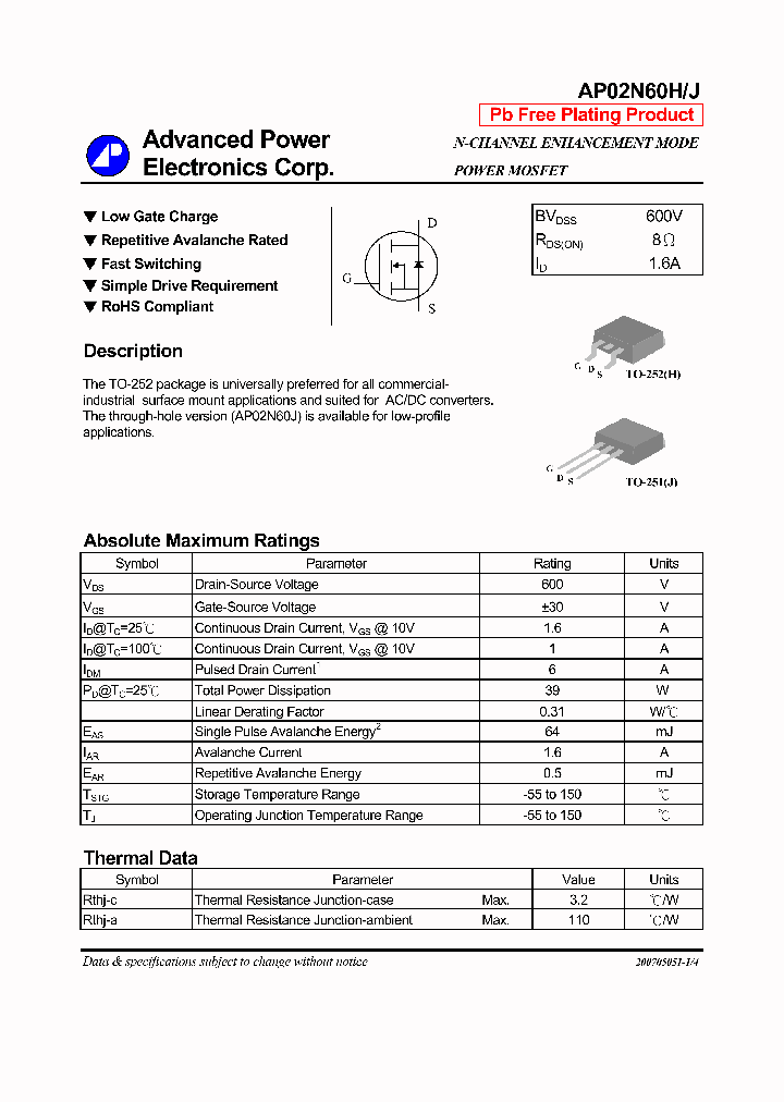 AP02N60H_1168899.PDF Datasheet