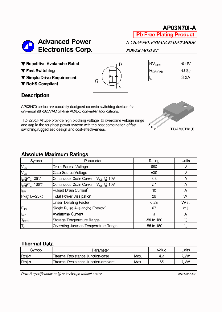 AP03N70I-A_1168758.PDF Datasheet