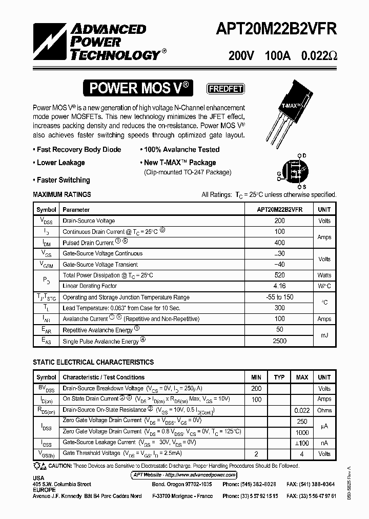 APT20M22B2VFR_1211467.PDF Datasheet