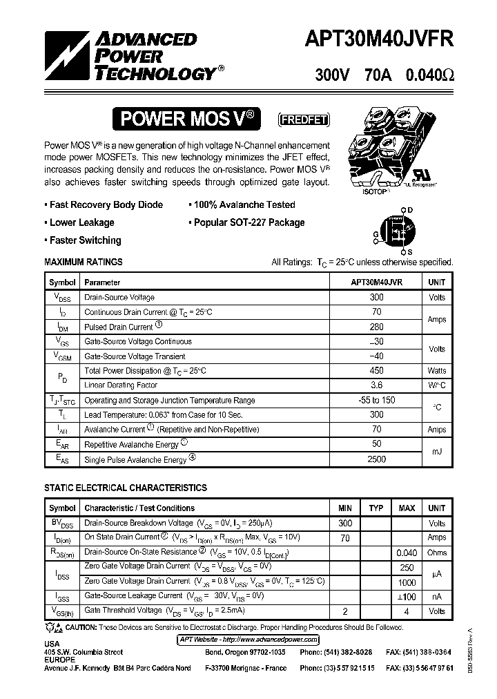 APT30M40JVFR_1211590.PDF Datasheet