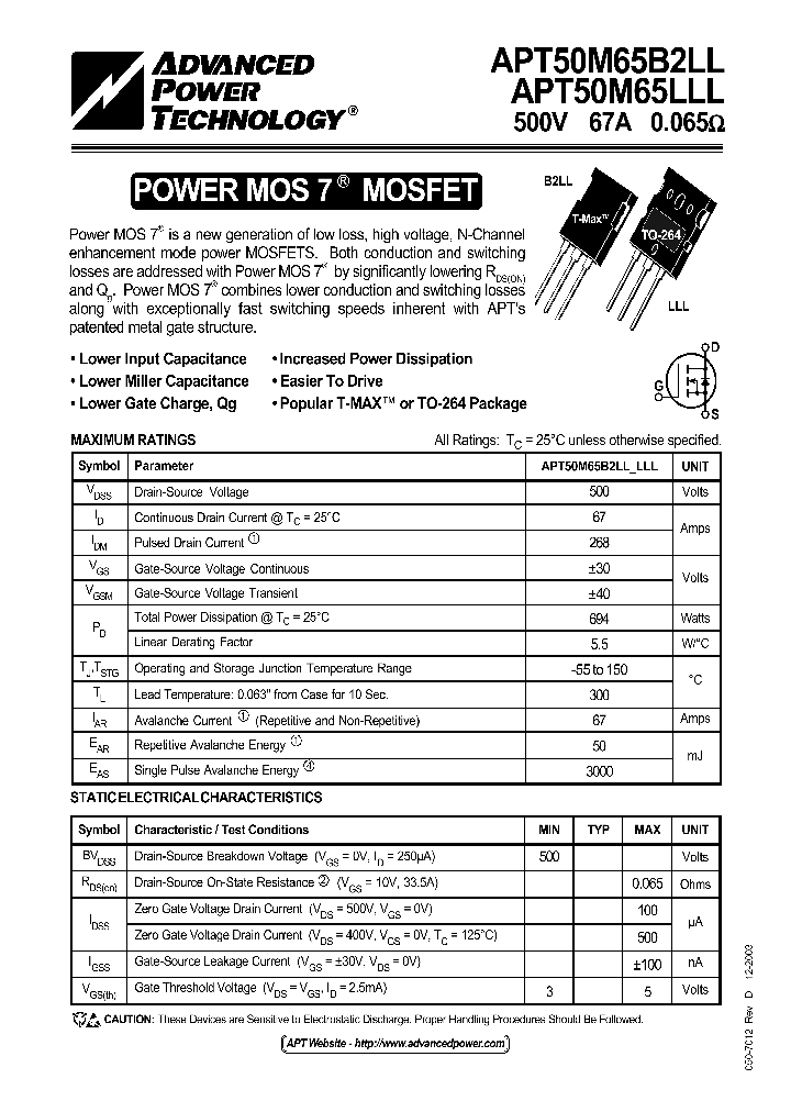 APT50M65LLL_1211771.PDF Datasheet