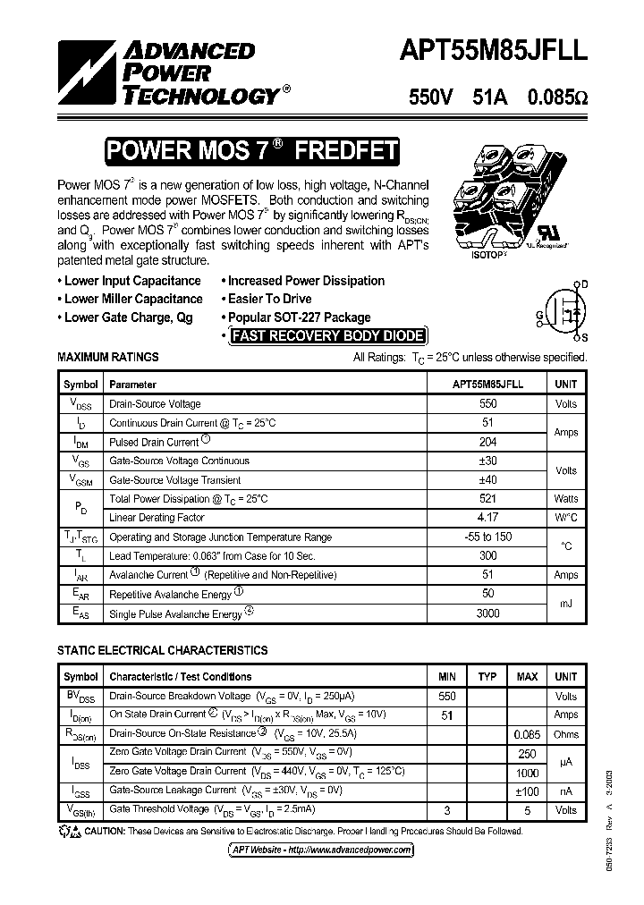 APT55M85JFLL_1211798.PDF Datasheet