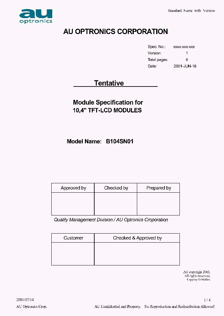 B104SN01_1215240.PDF Datasheet