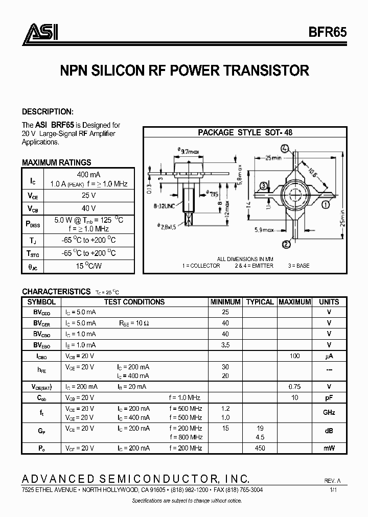 BFR65_1168907.PDF Datasheet
