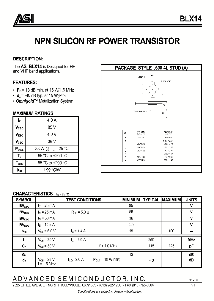 BLX14_1219867.PDF Datasheet