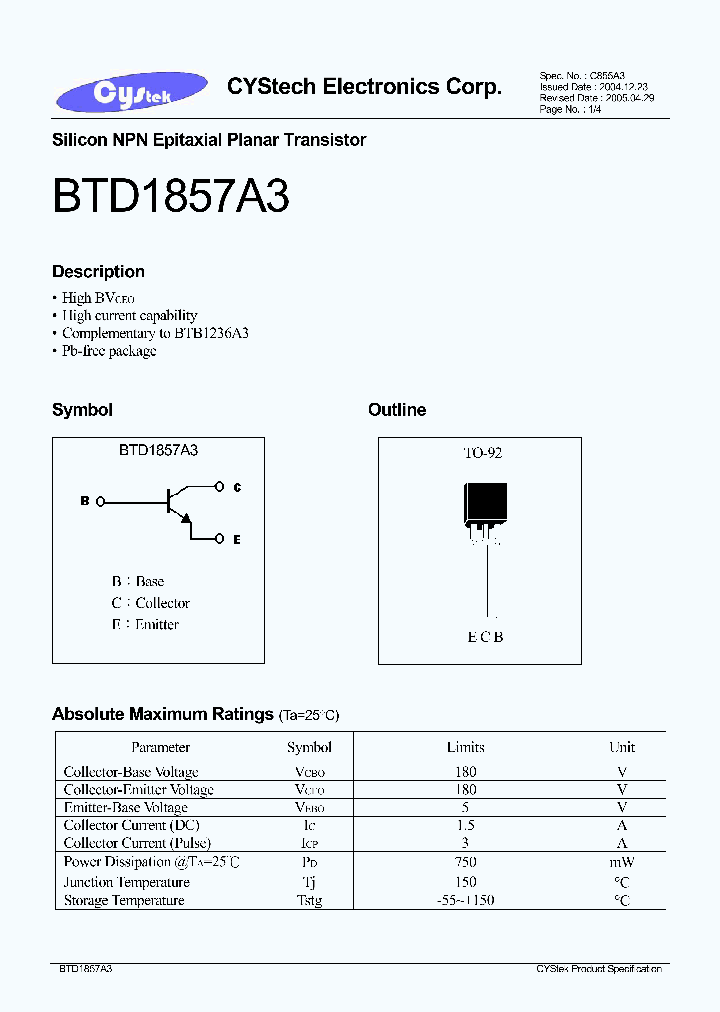 BTD1857A3_1221223.PDF Datasheet