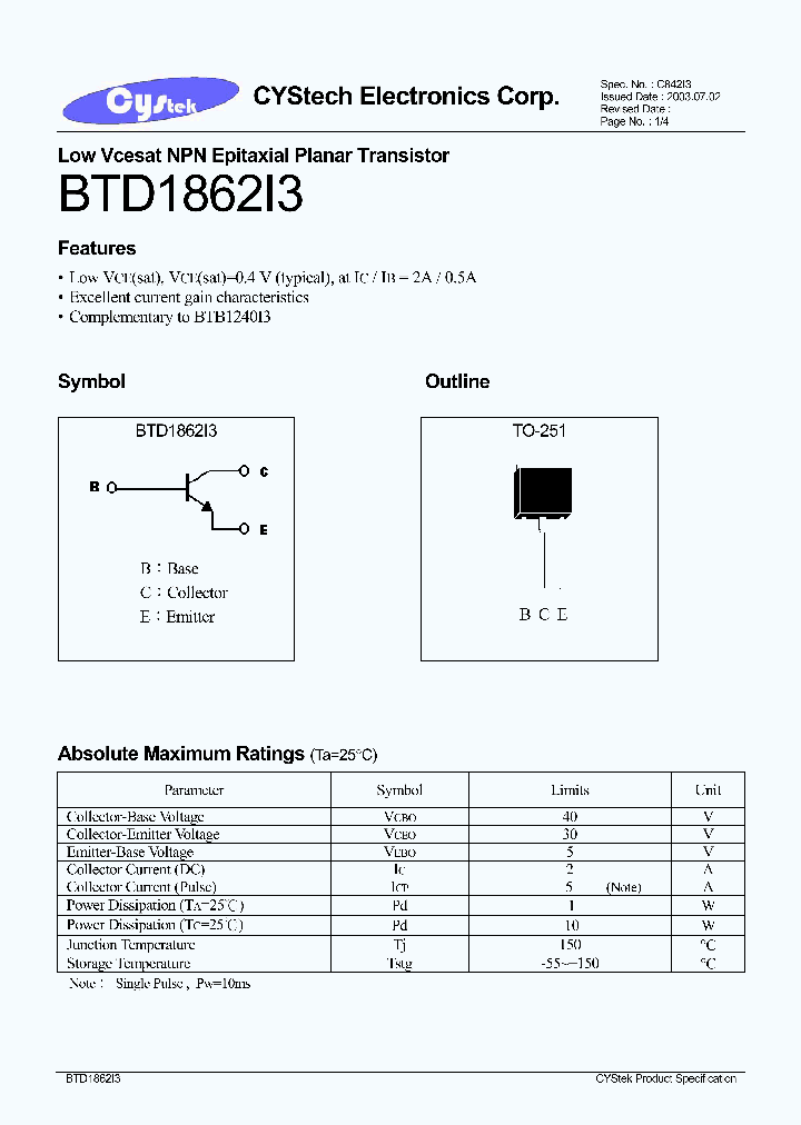 BTD1862I3_1221232.PDF Datasheet