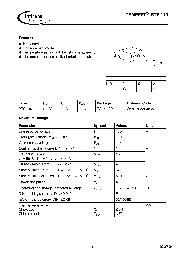 BTS110_1221384.PDF Datasheet