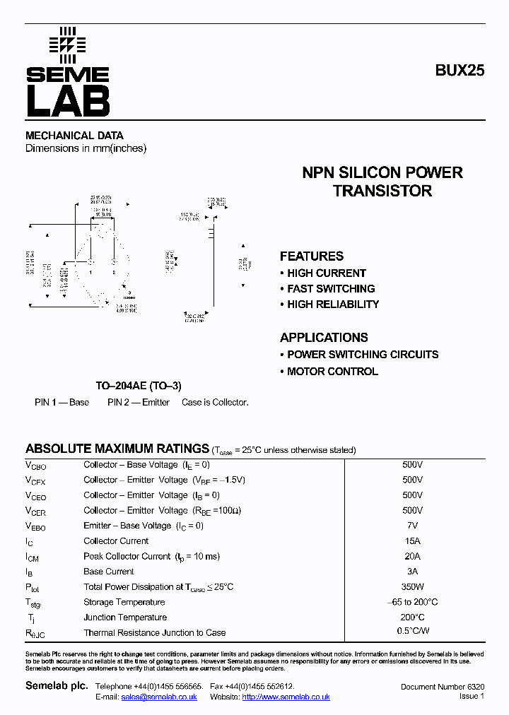 BUX25_1222340.PDF Datasheet