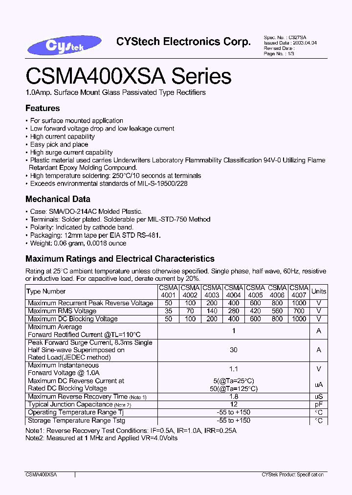 CSMA4001XSA_686137.PDF Datasheet