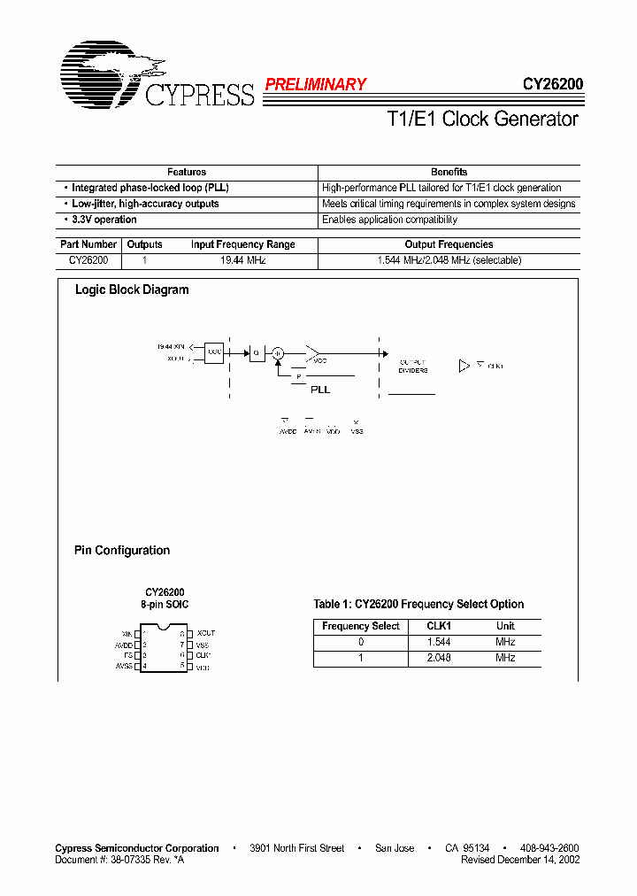 CY26200SI_1230280.PDF Datasheet