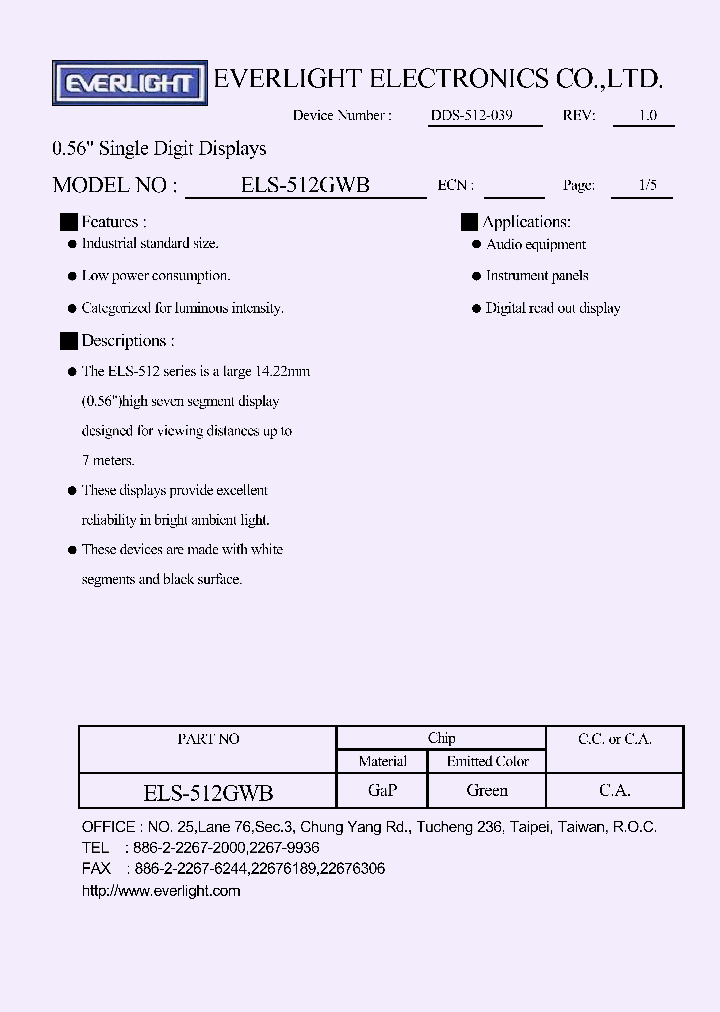 ELS-512GWB_1102124.PDF Datasheet