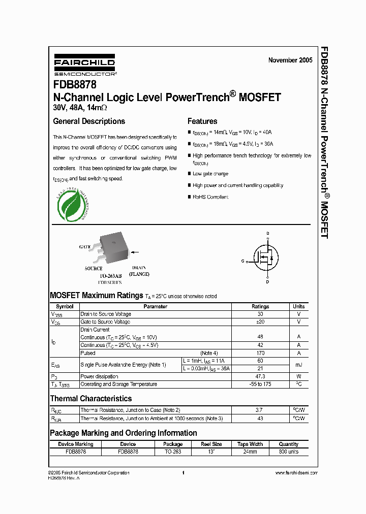 FDB8878_1239229.PDF Datasheet