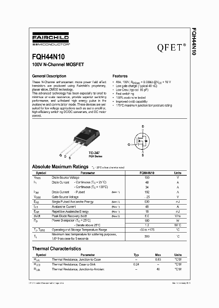 FQH44N10_1241540.PDF Datasheet