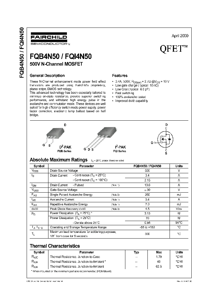 FQI4N50_1241621.PDF Datasheet