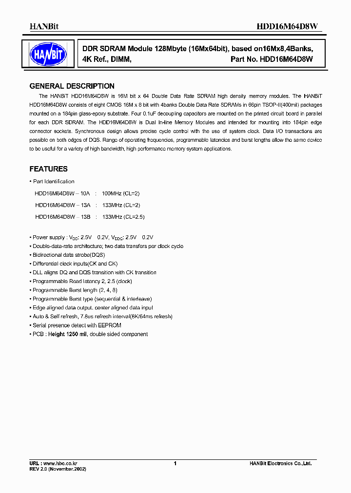 HDD16M64D8W-13A_1167943.PDF Datasheet